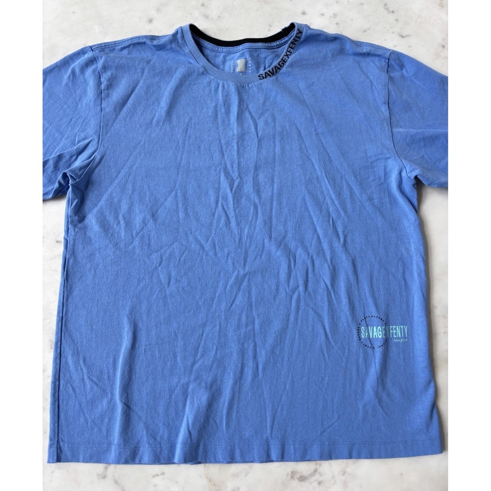 Savage X Fenty T-Shirt Blue‎ Essential Heavy Jersey Casual Top Women's Small
